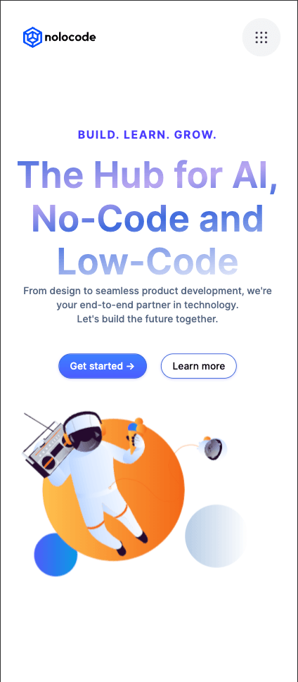 Nolocode Mobile Page